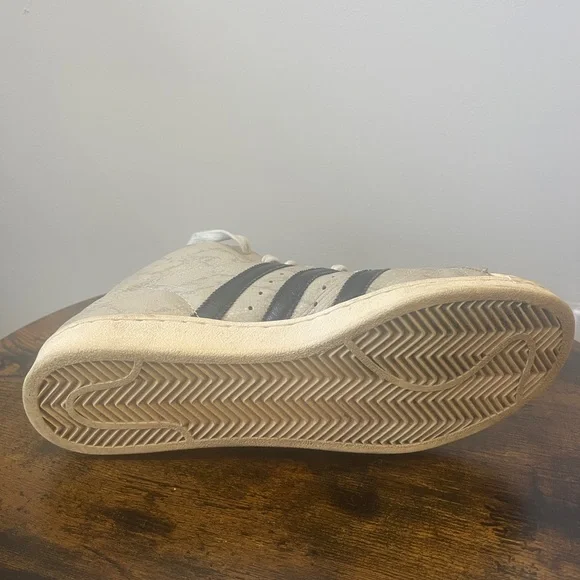 Adidas Men's Pro Model White Snake Skin High-Top Sneakers - Vintage Retro